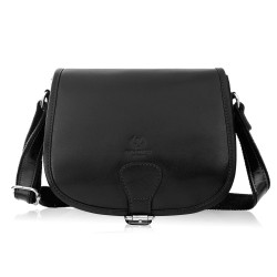 Black Paolo Peruzzi T-39-KBL women's full grain leather letterman handbag.