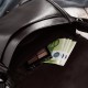 Black Paolo Peruzzi T-39-KBL women's full grain leather letterman handbag.
