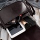 Black Paolo Peruzzi T-39-KBL women's full grain leather letterman handbag.