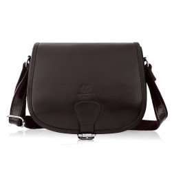 Black Paolo Peruzzi T-39-KBL women's full grain leather letterman handbag.