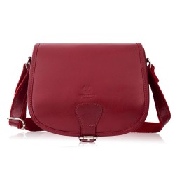 Women's leather letterman's handbag in full grain leather red Paolo Peruzzi T-39-KRD