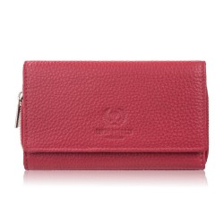 Дамски голям червен кожен портфейл с обем Paolo Peruzzi T-138-RD