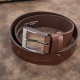 Men's premium leather belt with classic buckle elegant brown 100 cm Paolo Peruzzi PG-08-BR-100