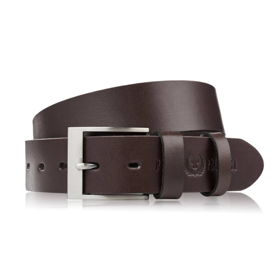 Curea din piele premium pentru bărbați cu cataramă clasică, maro închis elegant 100 cm Paolo Peruzzi PG-08-DBR-100