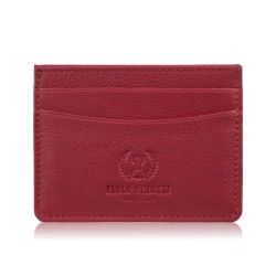 Etui na karty i wizytówki skórzane minimalistyczne praktyczne etui czerwone Paolo Peruzzi T-151-RD