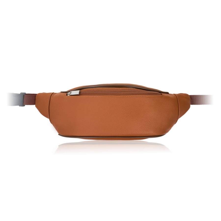 Men's belt leather kidney pouch cognac natural leather Abruzzo ABR-51-CG