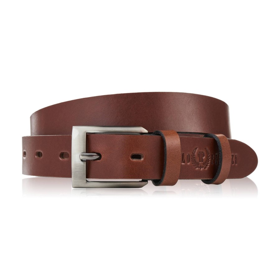 Pasek męski skórzany premium z klasyczną klamrą elegancki koniakowy 110 cm Paolo Peruzzi PG-09-CG-110