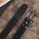 Men's premium leather belt with classic buckle elegant black 100 cm Paolo Peruzzi PG-10-BL-100