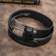 Men's premium leather belt with classic buckle elegant black 100 cm Paolo Peruzzi PG-10-BL-100