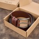 Men's premium leather belt with classic buckle elegant cognac 100 cm Paolo Peruzzi PG-10-CG-100