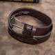 Men's premium leather belt with classic buckle elegant dark brown 100 cm Paolo Peruzzi PG-10-DBR-100