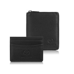 Set cadou pentru ea Portofel negru pentru femei T-139 și portcard din piele T-151 Paolo Peruzzi ZUP-143-BL