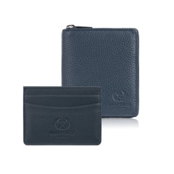 Set cadou pentru ea portofel de damă albastru marin T-139 și portcard din piele T-151 Paolo Peruzzi ZUP-143-DB