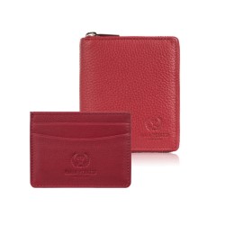 Set cadou pentru ea portofel roșu pentru femei T-139 și portcard din piele T-151 Paolo Peruzzi ZUP-143-RD
