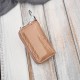 Leather key case beige lacquered with floral motif SP-22-RBG