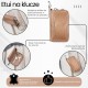 Leather key case beige lacquered with floral motif SP-22-RBG