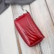 Leather key case red lacquered leather with croco embossing SP-22-CRD