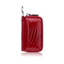 Cutie de chei din piele lăcuită roșie cu relief croco SP-22-CRD