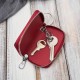 Leather key case red lacquered leather with croco embossing SP-22-CRD