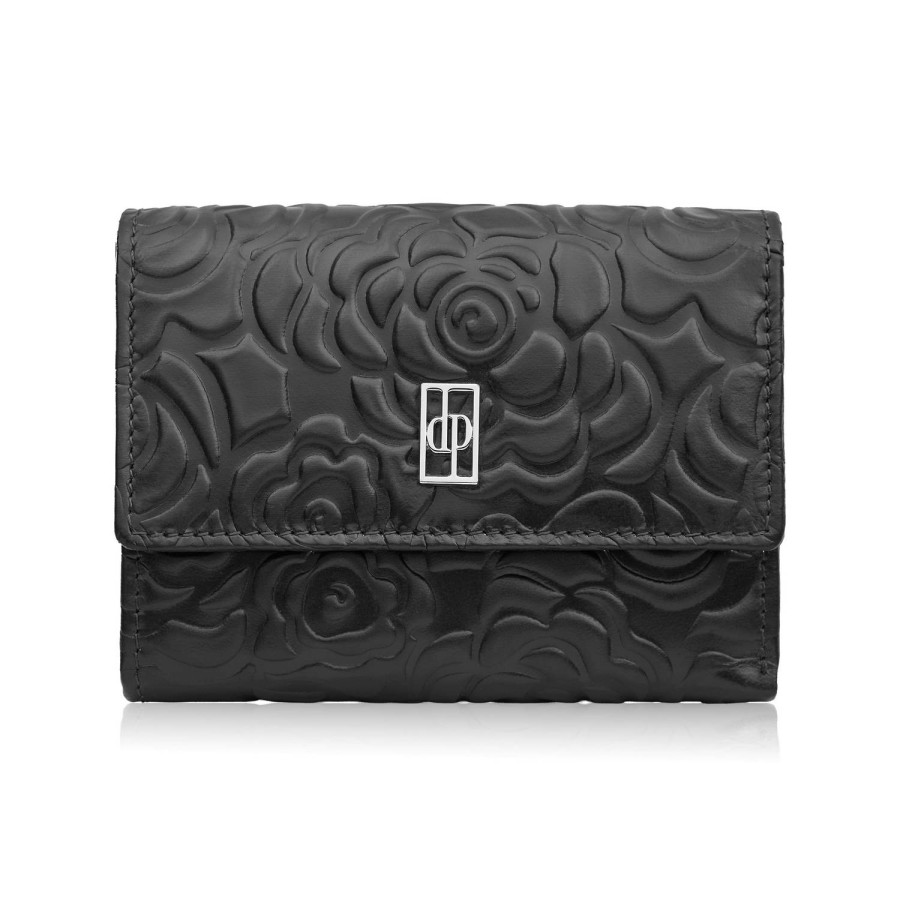 Women's leather wallet black in horizontal orientation RFID Paolo Peruzzi AL-15-BL