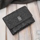 Women's leather wallet black in horizontal orientation RFID Paolo Peruzzi AL-15-BL