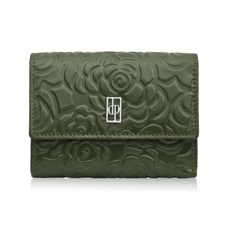 Women's leather wallet green in horizontal orientation RFID Paolo Peruzzi AL-15-GB