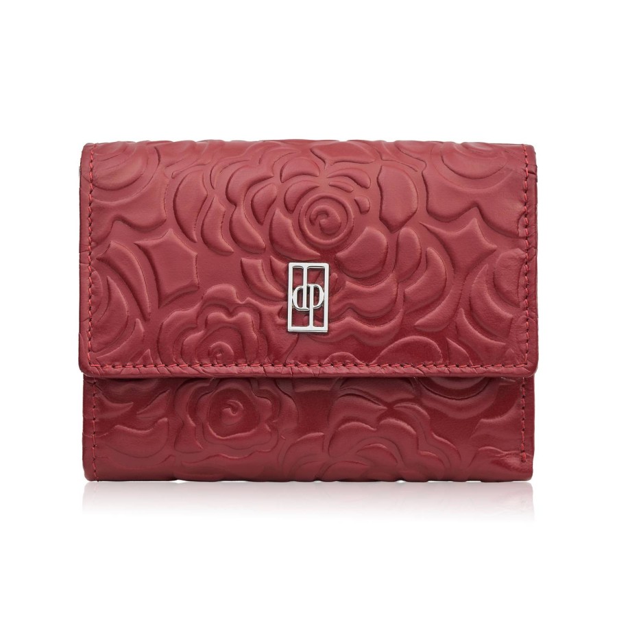 Women's leather wallet red in horizontal orientation RFID Paolo Peruzzi AL-15-RD