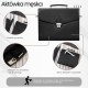 Men's natural leather briefcase black for documents briefcase on frame with key Paolo Peruzzi T-146-BL