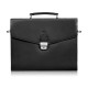 Men's natural leather briefcase black for documents briefcase on frame with key Paolo Peruzzi T-146-BL