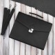 Men's natural leather briefcase black for documents briefcase on frame with key Paolo Peruzzi T-146-BL
