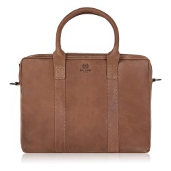 Pánská koňaková kožená brašna na dokumenty pro notebook Paolo Peruzzi IM-05-CG
