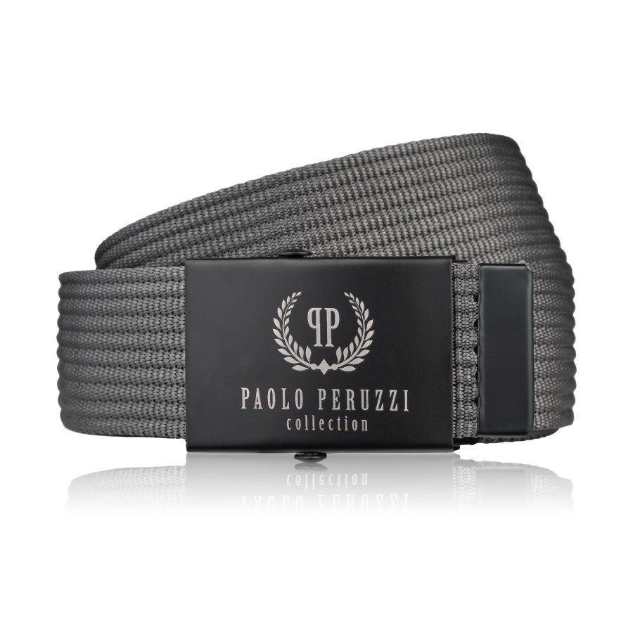 Pasek do spodni męski 125 cm klasyczny pasek parciany grafitowy Paolo Peruzzi PW-28-125