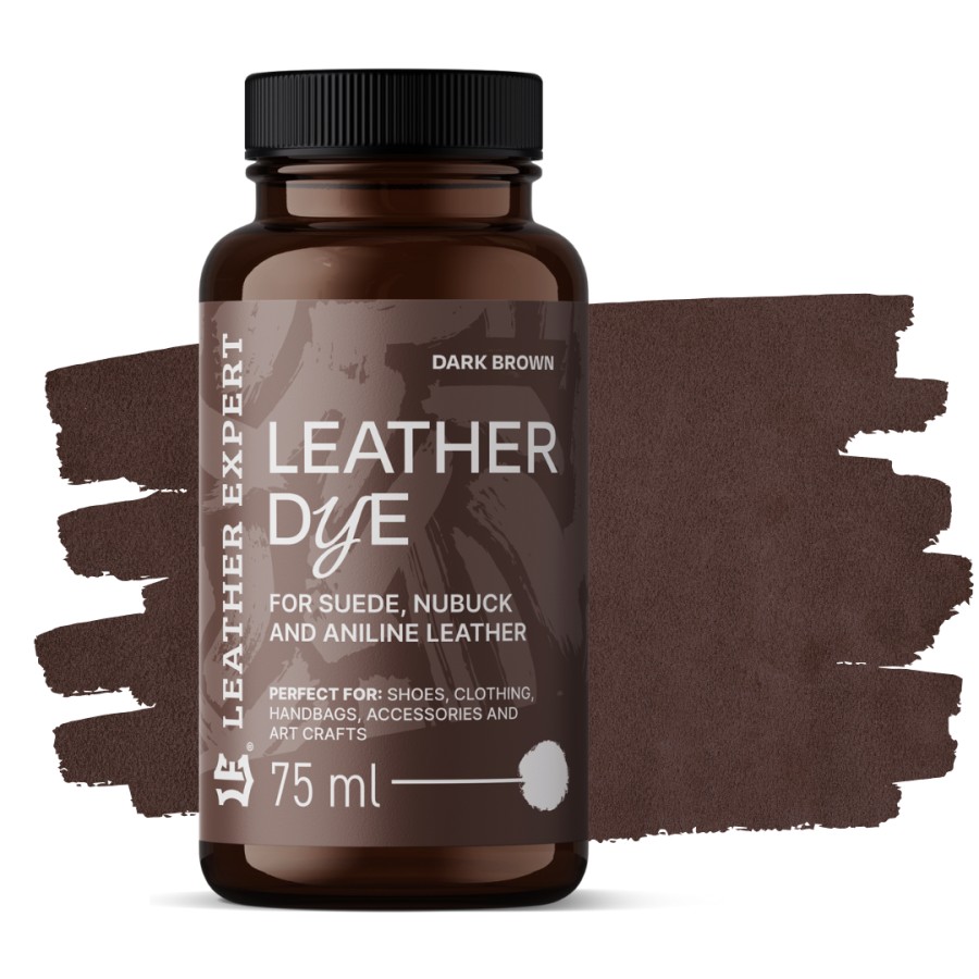 Paint for suede, nubuck, aniline color dark brown 75ml Leather Expert Leather Dye LE-21-D75DBR