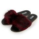 Kapcie damskie R.36 klapki z futerkiem bordowe modne i wygodne pantofle KD-03-RD-36