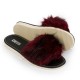 Kapcie damskie R.41 klapki z futerkiem bordowe modne i wygodne pantofle KD-03-RD-41