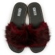Kapcie damskie R.41 klapki z futerkiem bordowe modne i wygodne pantofle KD-03-RD-41
