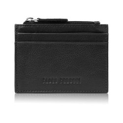 Кожен калъф за карти с RFID джоб с цип, черен Paolo Peruzzi AY-17-BL