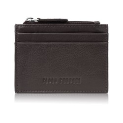 Natural leather card case with RFID zipper pocket brown Paolo Peruzzi AY-17-BR