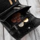 Дамски портфейл от естествена кожа, малък, черен крокодил, с хоризонтална ориентация и RFID защита Paolo Peruzzi T-135-BL