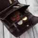 Дамски портфейл от естествена кожа, малък, кафяв кроко в хоризонтална ориентация с RFID защита Paolo Peruzzi T-135-BR
