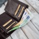 Дамски портфейл от естествена кожа, малък, кафяв кроко в хоризонтална ориентация с RFID защита Paolo Peruzzi T-135-BR