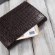 Дамски портфейл от естествена кожа, малък, кафяв кроко в хоризонтална ориентация с RFID защита Paolo Peruzzi T-135-BR