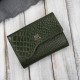 Portfel damski skórzany mały ciemnozielony croco w orientacji poziomej z RFID Paolo Peruzzi T-135-GR