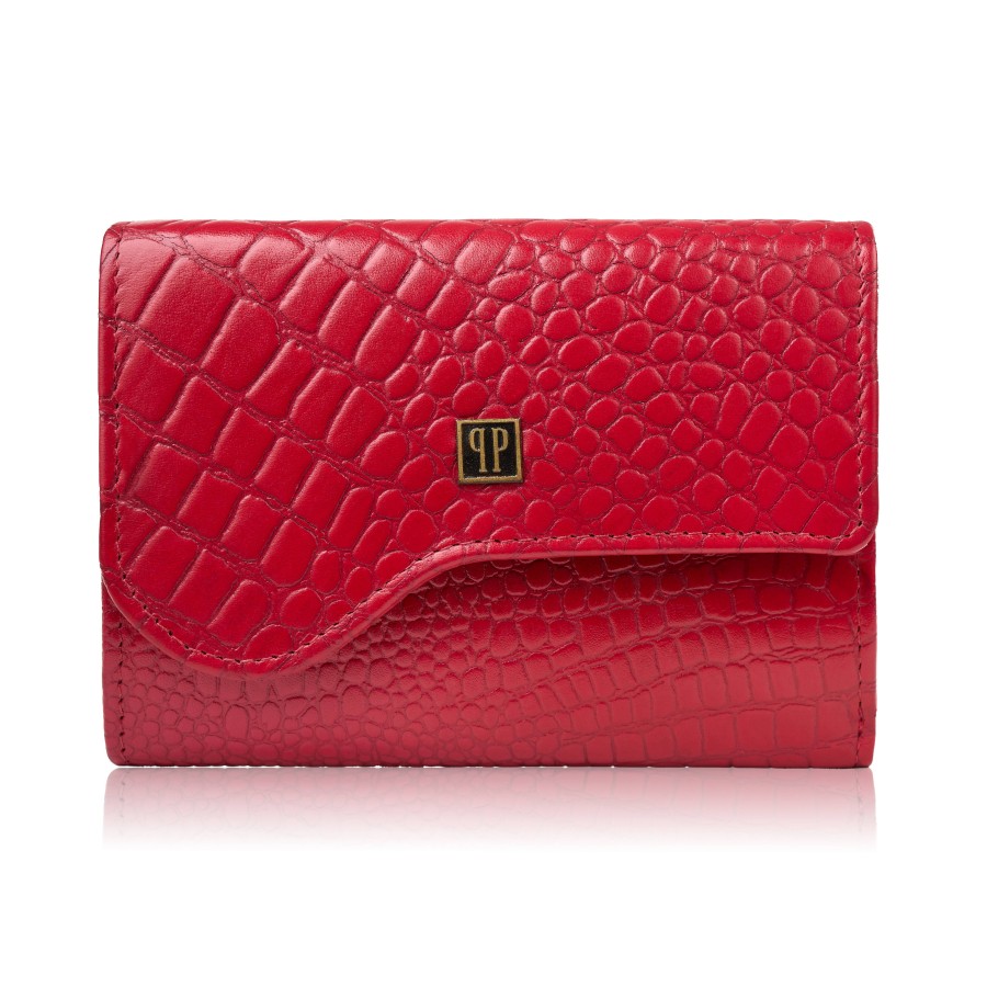 Дамски портфейл от кожа кроко в хоризонтална ориентация с RFID Paolo Peruzzi T-135-RD
