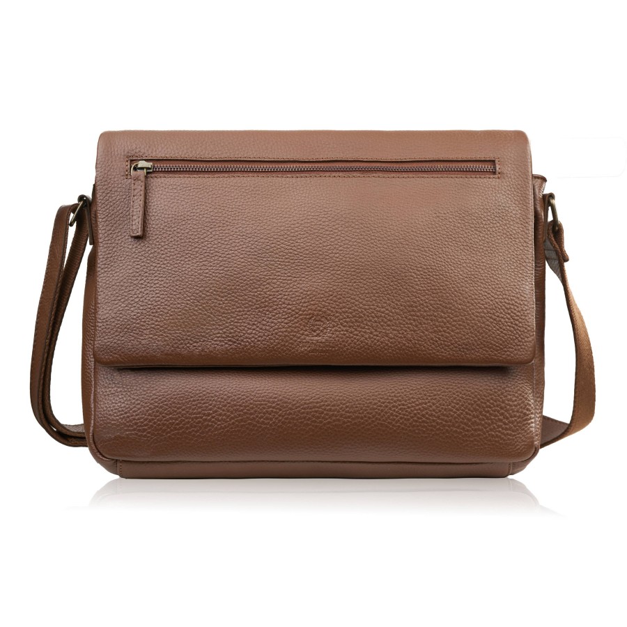 Geantă de umăr pentru laptop din piele maro pentru bărbați Paolo Peruzzi IM-03-BR