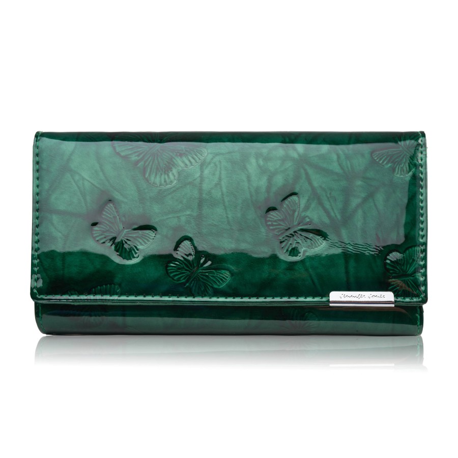Dámská velká kožená peněženka se vzorem motýla zelená SP-19-GRN