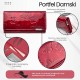 Дамски кожен портфейл голям червен лакиран с рисунка на пеперуда SP-19-RD