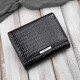 Portfel damski skórzany mały czarny lakierowany croco z ochroną RFID SP-23-CBL