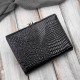 Portfel damski skórzany mały czarny lakierowany croco z ochroną RFID SP-23-CBL