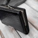 Portfel damski skórzany mały czarny lakierowany croco z ochroną RFID SP-23-CBL